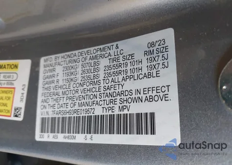 2024 Honda Cr-V Hybrid Sport Touring z USA, uszkodzony, nr VIN 7FARS6H93RE019572